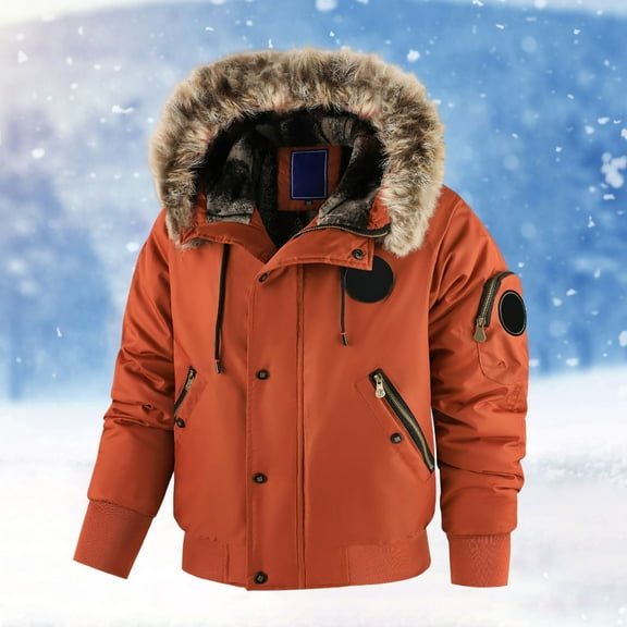 Men's Winter Thicken Coat Warm Puffer Jacket (Red L)