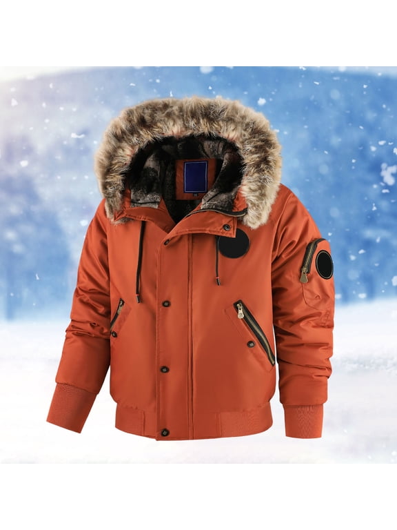 Men's Winter Thicken Coat Warm Puffer Jacket (Red M)