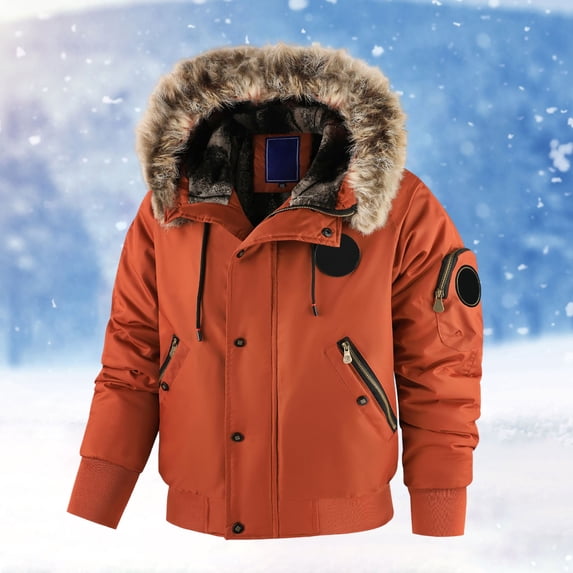 Men's Winter Thicken Coat Warm Puffer Jacket (Red XL)