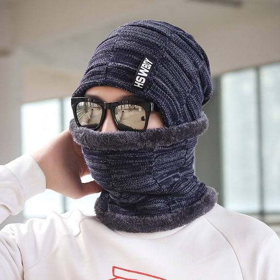 Men's Winter Thickened Cycling Warm Cycling Face Cold Knitted Integrated Hat Mens Mad Hat Wool Trapper Hat Winter Apparel Men Ski Hats Snow Cap Editor Hat Trooper Hat Christmas Trapper Hat Flannel Hat