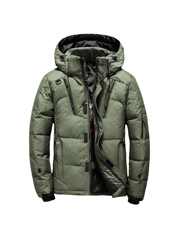 Men's Winter Thickened Down Jacket - Warm, Windproof with Hood for Outdoor Activities