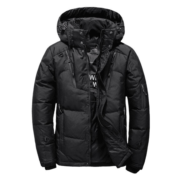 Men's Winter Thickened Down Jacket - Warm, Windproof with Hood for Outdoor Activities