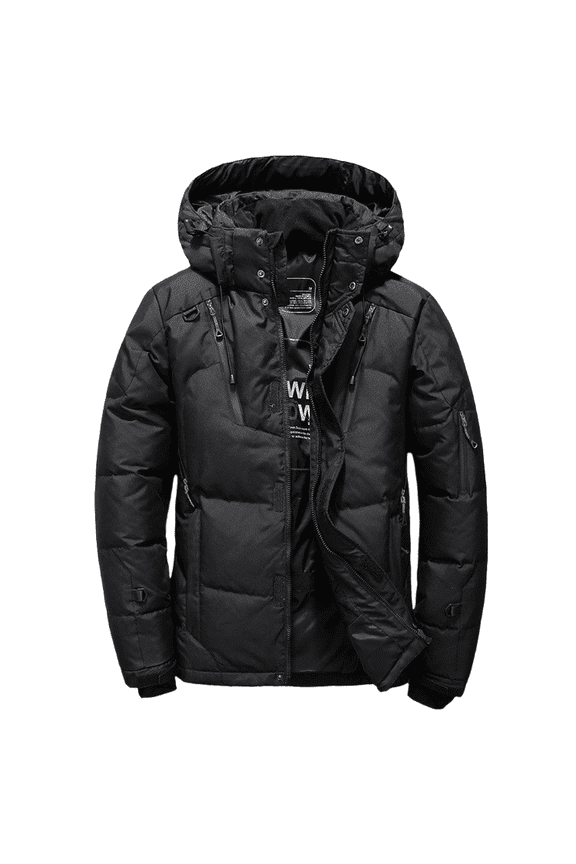 Men's Winter Thickened Down Jacket - Warm, Windproof with Hood for Outdoor Activities