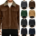 thumbnail image 1 of Men's Winter Thickened Long Sleeve Lapel Corduroy Jacket with Composite Lamb Wool Coat Design for Casual Outings, Workwear, and Holiday Events,Green,2XL, 1 of 5