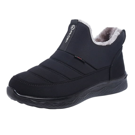 Men's Winter Thickened Plush Solid Color On Flat Bottomed Hiking Leisure Warm Snow Boots Cotton Shoes Mens Snow Boots Size 15 Wide Slipper Boots for Men Snow Snow Boots for Men Size 91/2 Men's