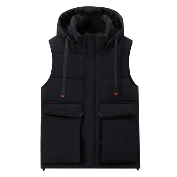 Men's Winter Thickened Vest Loose Casual Style With Pockets Outerwear Vest Jacket