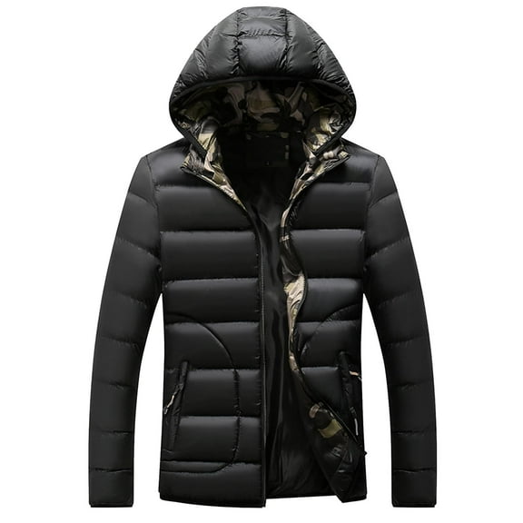 Men's Winter Thickened Warm Casual Style With Pockets Hooded Coat Jacket