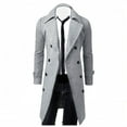 thumbnail image 1 of Men's Winter Trench Coat Slim Fit Notched Collar Long Jacket Overcoat Winter Warm Overcoat Peacoat with Pockets, Grey, Size XXXL, 1 of 6