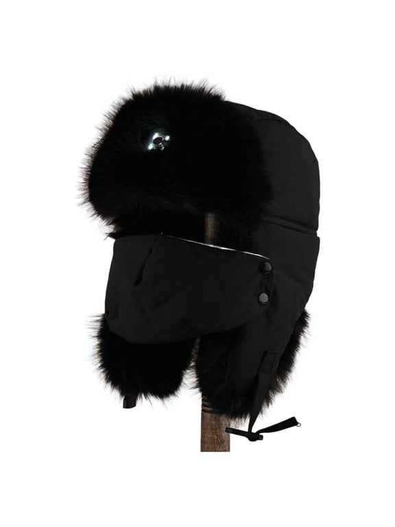 Men’s Winter Ushanka Trapper Hat Fur Lined Windproof Earflap Trooper Cap Aviator Style Snow Ski Hat Warm Outdoor Headwear for Cold Weather