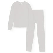 Men's Winter Waffle Knit Thermal Long Johns 100% Cotton Underwear Top Bottom 2 Pcs Set White