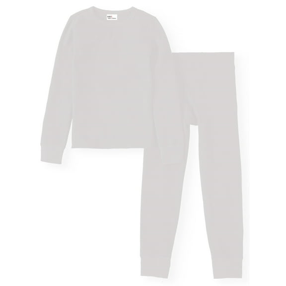 Men's Winter Waffle Knit Thermal Long Johns 100% Cotton Underwear Top Bottom 2 Pcs Set White