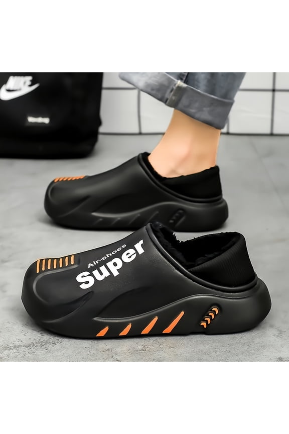 Men's Winter Warm Fleece-Lined Waterproof Slippers, Anti-Slip Snow Boots with Soft Plush Inner Lining for Indoor & Outdoor Use, EVA Material, Perfect for Cold Weather Comfort, Winter Boots