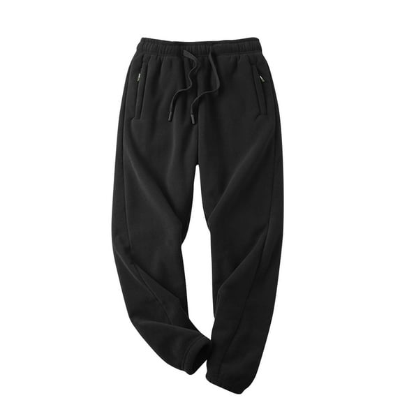 ZQUUVOU Men's Winter Warm Fleece Sherpa Lined Sweatpants Active Thermal Track Jogger Pants Black