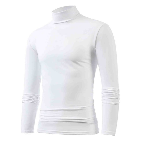 Men's Winter Warm High Collar Thermal Underwear - Long Sleeve Pullover Top, Soft Breathable Fabric, Rounded Hem, True to Size Fit for Daily/Business