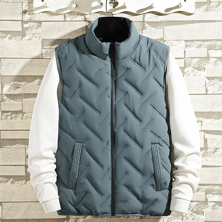 Men's Winter Warm Outdoor Padded Puffer Vest Thick Fleece Lined Sleeveless  Jacket Thermal Outerwear Quilted Jackets with Pocket