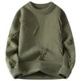 thumbnail image 1 of Men's Winter Warm Thickened Knitwear Casual Loose Pullover Sweater Coat With Distressed Design For Autumn And Cool Weather Men Casual Dress Sweater Long Sleeve Hoodie Mens Long Hooded Sweatshirt, 1 of 2