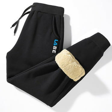 Men's Winter Warmth Fleece Lining Pants Lined Jogging Sweatpants Cold Weather Warm Thick Lounge Track Joggers