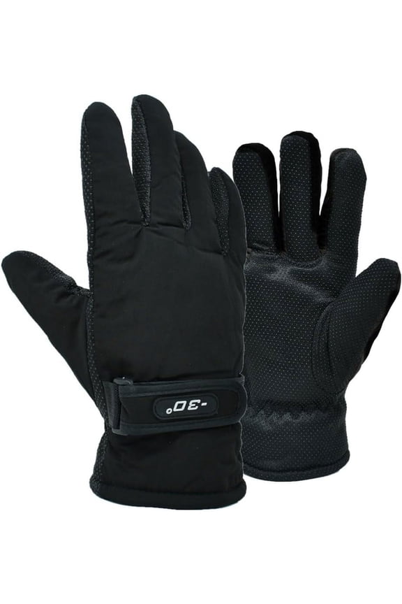 Men's Winter Water Resistant Easy Grip Fleece Thermal Skiing Work Gloves Mittens Black