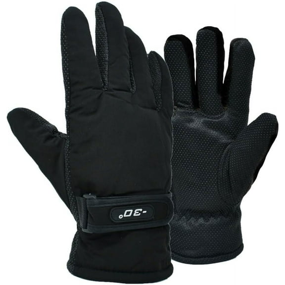 Men's Winter Water Resistant Easy Grip Fleece Thermal Skiing Work Gloves Mittens Black
