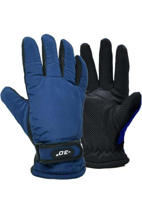 Men's Winter Water Resistant Easy Grip Fleece Thermal Skiing Work Gloves Mittens Blue