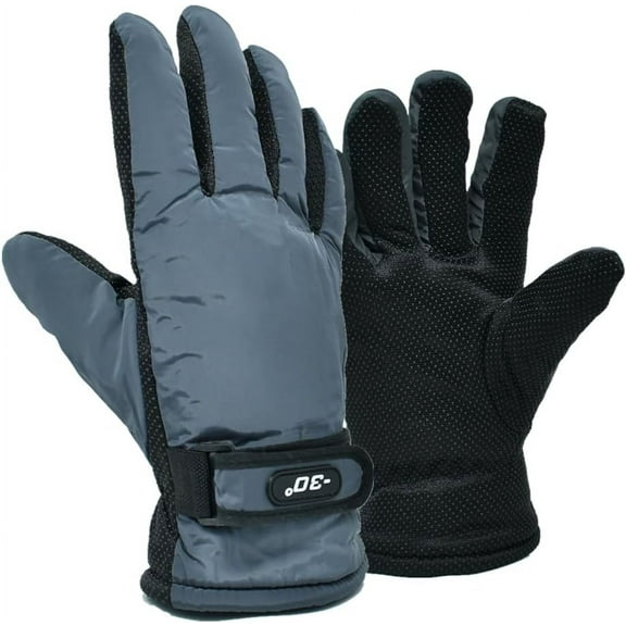 Men's Winter Water Resistant Easy Grip Fleece Thermal Skiing Work Gloves Mittens Gray