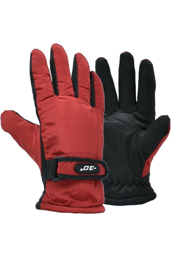 Men's Winter Water Resistant Easy Grip Fleece Thermal Skiing Work Gloves Mittens Red