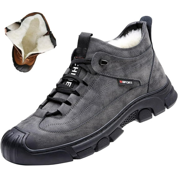 Men's Winter Waterproof Hiking Snow Boots,Comfort Thick Warm Wool Lined Non-Slip Outdoor Travel Ankle Booties Sneakers