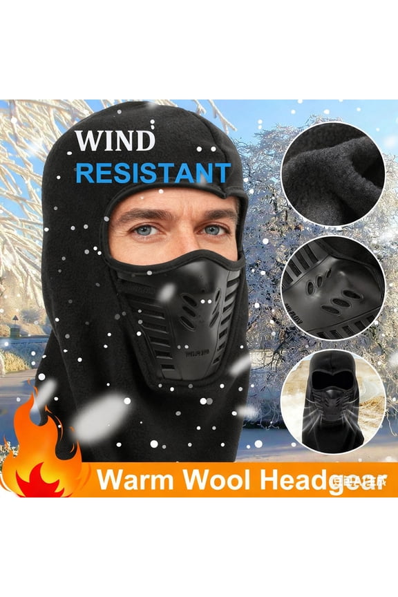 Men’s Winter Windproof Fleece Balaclava Ski Mask, Full Face Neck Cover Aviator Trapper Hat with Ear Flaps for Cold Weather Motorcycle Riding (Black ,1PC)