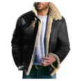 thumbnail image 1 of Men's Winter Wool Short Jacket Lapel Splice Fit Solid Warm Slim Overcoat Big Pockets Outwear with Trim 4x Winter, 1 of 5