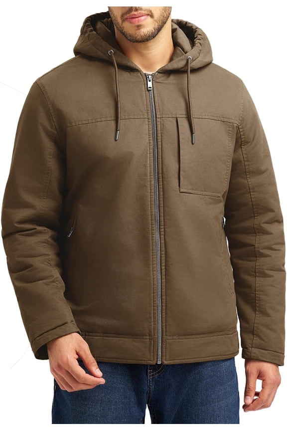 Men's Winter Work Jackets Hooded Quilted Wram Coat Utility 4 Pockets Workwear