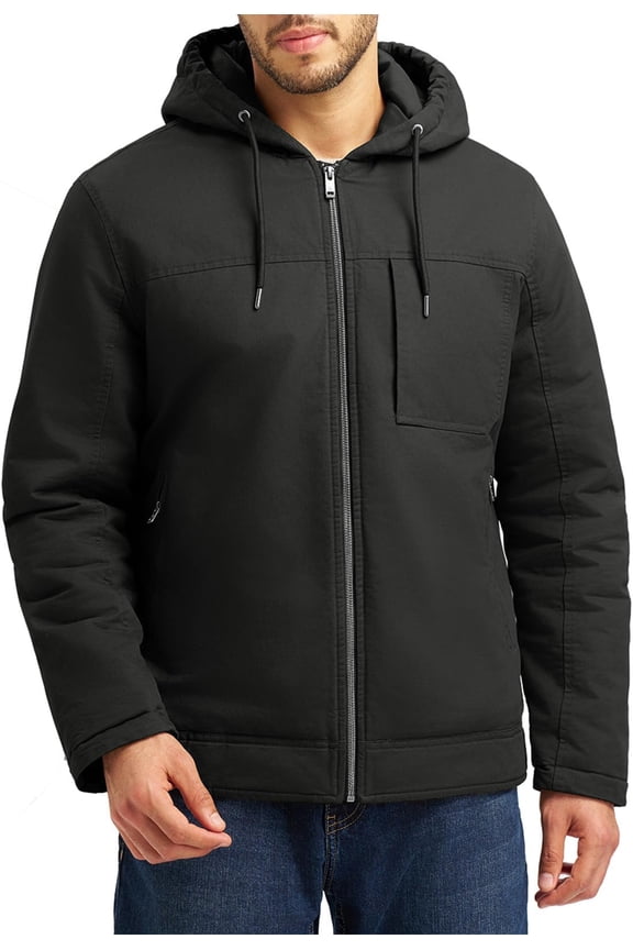 Men's Winter Work Jackets Hooded Quilted Wram Coat Utility 4 Pockets Workwear