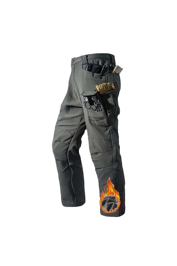 Men's Winter Work Pants Fleece Lined Tactical Snow Ski Pant Waterproof Insulated Cargo Hiking Trousers 9 Pocket