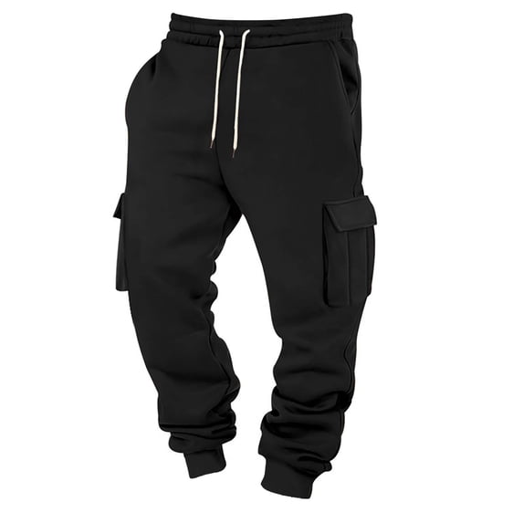 Men's Winter Work Pants with Multi-Pocket Design, Sweatpant Comfort for Casual Sports, Outdoor Activities, and Daily Wear (Warm & Functional),Black 2XL