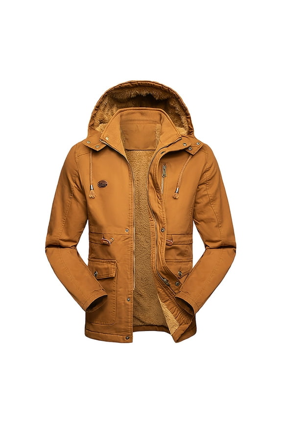 Men's Winter Workwear Jacket Medium Long Casual Textured Warm Thickened Outdoor Coat