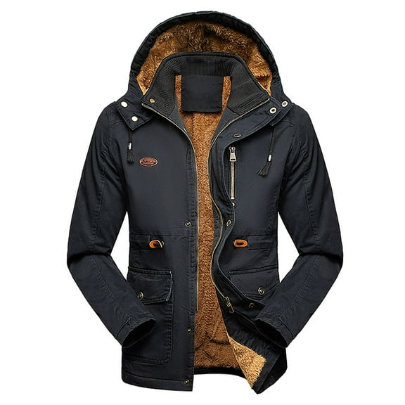 Men's Winter Workwear Jacket Medium Long Casual Textured Warm Thickened Outdoor Coat