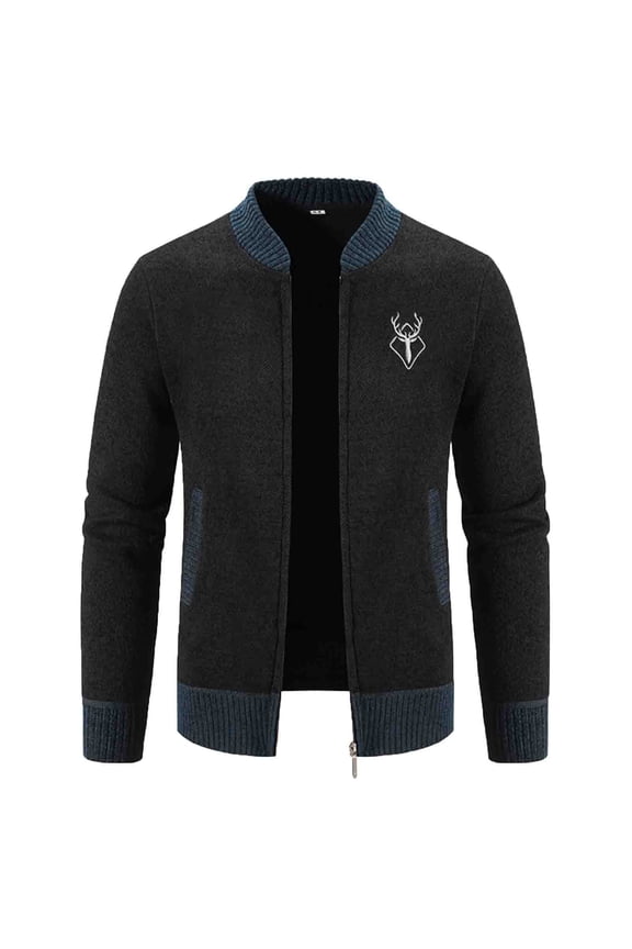 Men's Winter Zip Up Sweater Coat Casual Long Sleeve Outdoor Knitted Wool Jacket for Autumn