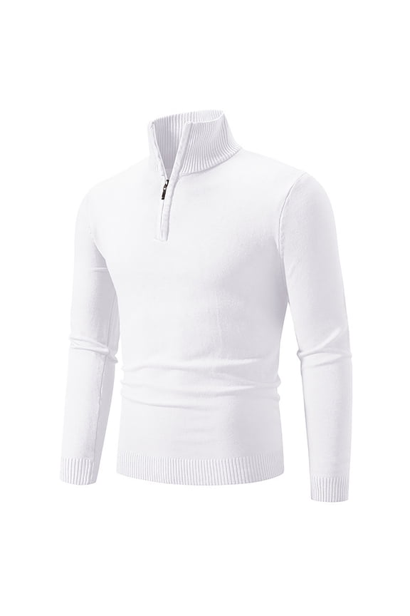 Men's Winter Zipper Half Turtleneck Sweater Coat Warm Knit Pullover Casual Outwear Comfortable Stylish