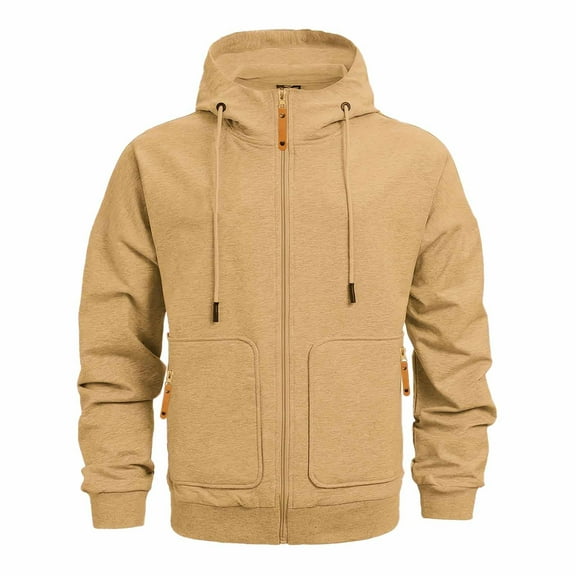 Men's Winter Zipper Hoodie Lined Padded Sweatshirt for Cold Weather Comfort and Casual Style Oversized Pullover Long Sleeve Crewneck Casual Tops