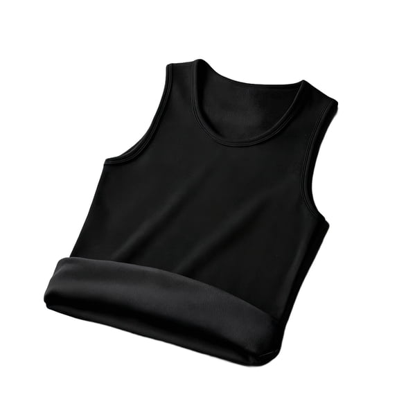 Men's Winter thermal Vest Fleece Lined Sleeveless Crewneck Base Layer Top Thick Warm Undershirt for Gym Workout Big and Tall Size M-5XL Black