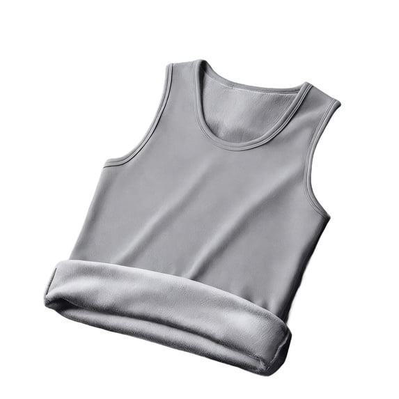 Men's Winter thermal Vest Fleece Lined Sleeveless Crewneck Base Layer Top Thick Warm Undershirt for Gym Workout Big and Tall Size M-5XL Gray