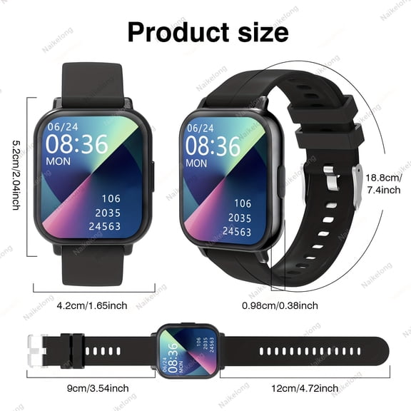 Men's - Wireless, Call & Message Notifications, Music, Outdoor Sports, USB, HD Display, Two Silicone Straps, for iPhone/ Android - Perfect