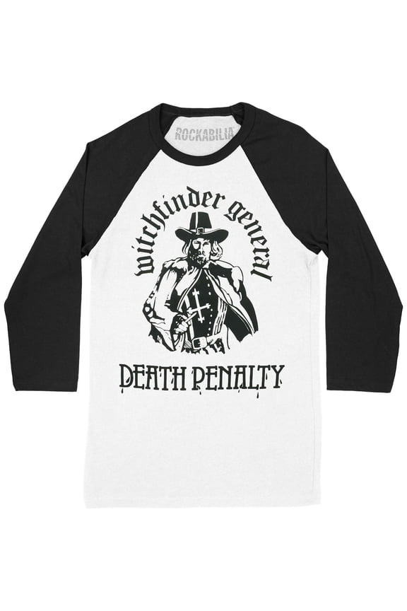 Men's Witchfinder General (Band) Matthew Hopkins Raglan Baseball Jersey Small Black