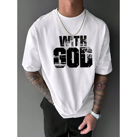 Men's "With God All Things Are Possible" Christian Graphic T-Shirt, Casual Faith Quote Tee