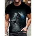 thumbnail image 1 of Men's Wolf 3D Print Pattern T-Shirt, Casual Crew Neck Short Sleeve, Sports Short Sleeve, Running Top, Slim Fit Style, Knitted Fabric with Slight Elasticity, Animal Theme T-Shirt, 1 of 5