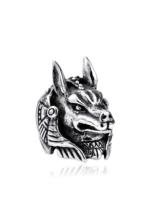 Men's Wolf Head Ring Stainless Steel Bold Retro Design For Men Fashion Accessories Durable Retro Style Jewelry