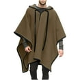 thumbnail image 1 of Men's Wollen Cape Coat Stylish Pullover Hooded Jacket Cozy Fall Winter Casual Outerwear with Pockets, 1 of 2