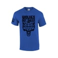 thumbnail image 1 of Men's Wolves Not Sheep T-shirt Snarling Wolf Head Patriotic American Flag Sleeve T-Shirt-Antique Royal-xxl, 1 of 4