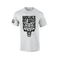 thumbnail image 1 of Men's Wolves Not Sheep T-shirt Snarling Wolf Head Patriotic American Flag Sleeve T-Shirt-Ash-small, 1 of 4