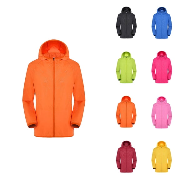Men's Women Casual Jackets, Ultra-Light Windproof Rain Jacket with Hood, Waterproof Packable Windbreaker for Hiking Cycling Travel Running