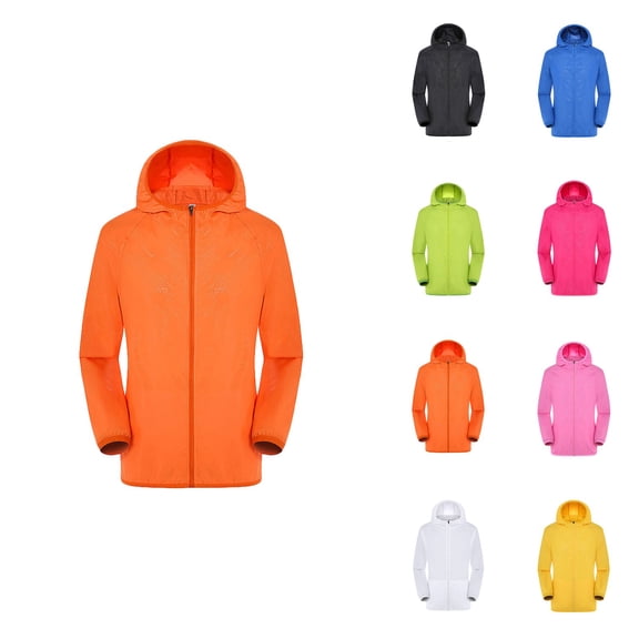 Men's Women Casual Jackets, Waterproof Rainproof Windbreaker, Ultra-Light, With Hood, S-4XL
